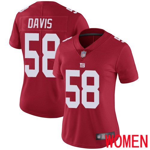 Women New York Giants #58 Tae Davis Red Limited Red Inverted Legend Football NFL Jersey->women nfl jersey->Women Jersey